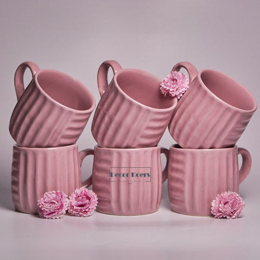 Luxe Mauve Ceramic Tea Cups Set of 6