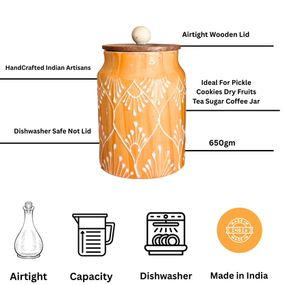 Barn Jade Airtight Ceramic Jar with wooden lid Set of 2