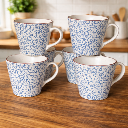 Premium Decal Rocia Tea Cups – Ceramic Tea Cup Set of 6