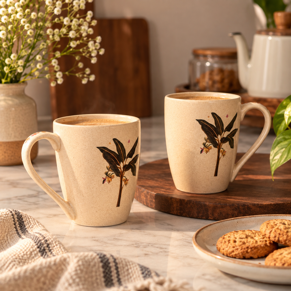 Palm Leaf Beige Coffee Mug