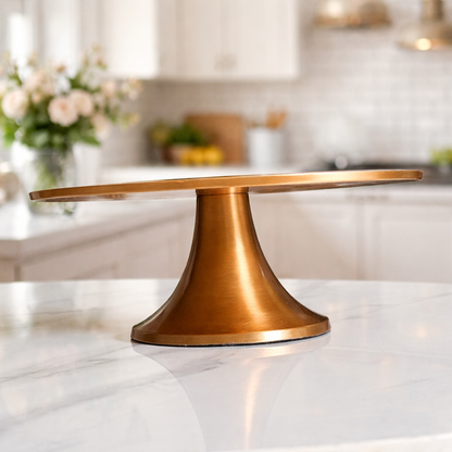 Pearl Cast Iron White Cake Stand with Gold Accents – Luxury Cake Display Stand