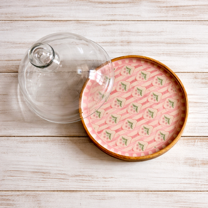 Panache pink 6 inch Cake Cloche with Glass Dome