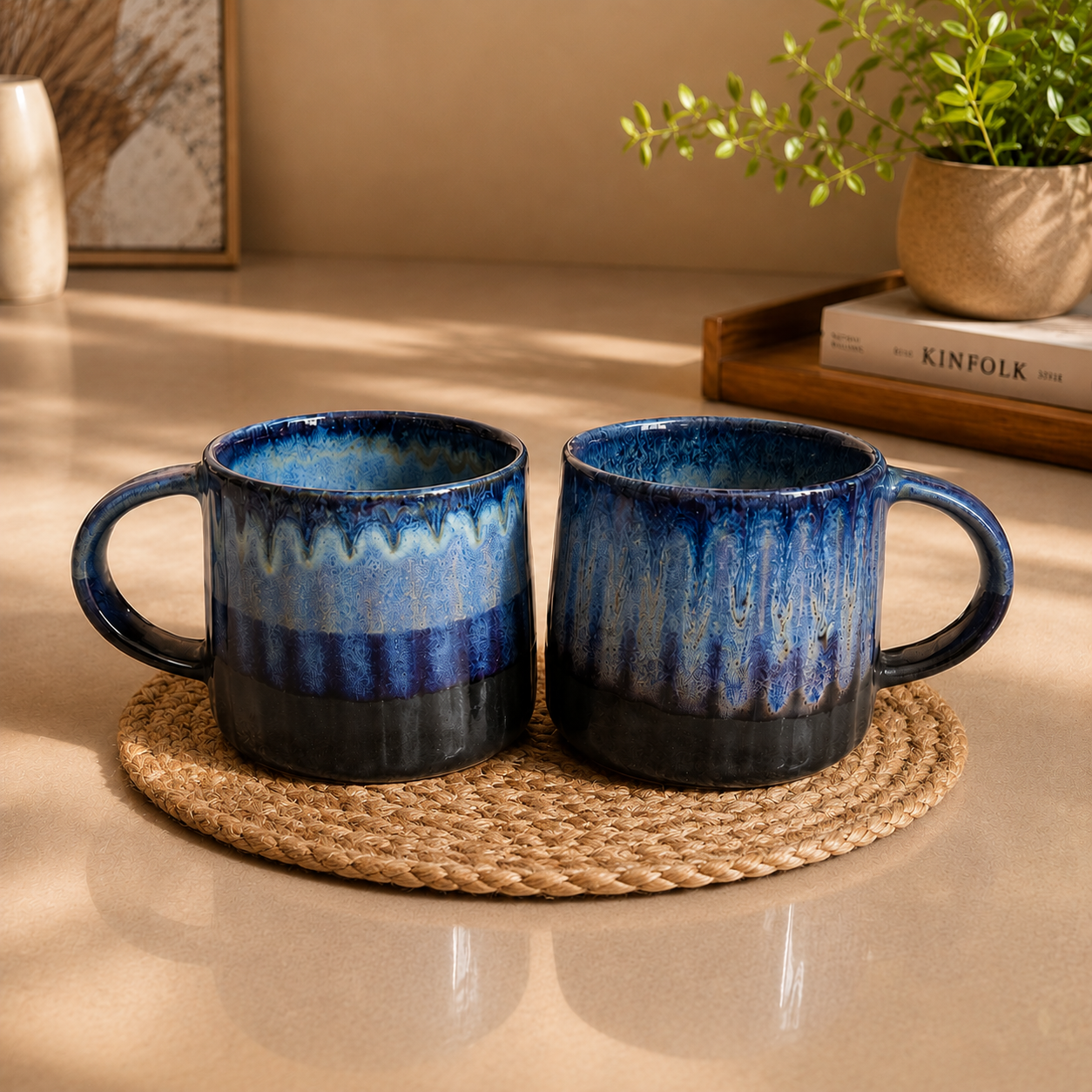 Blue Office Coffee Mug Set of 2