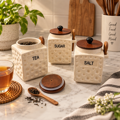 Emberdeep Tea Sugar Salt Coffee Jar Set of 4 Capacity 500ml