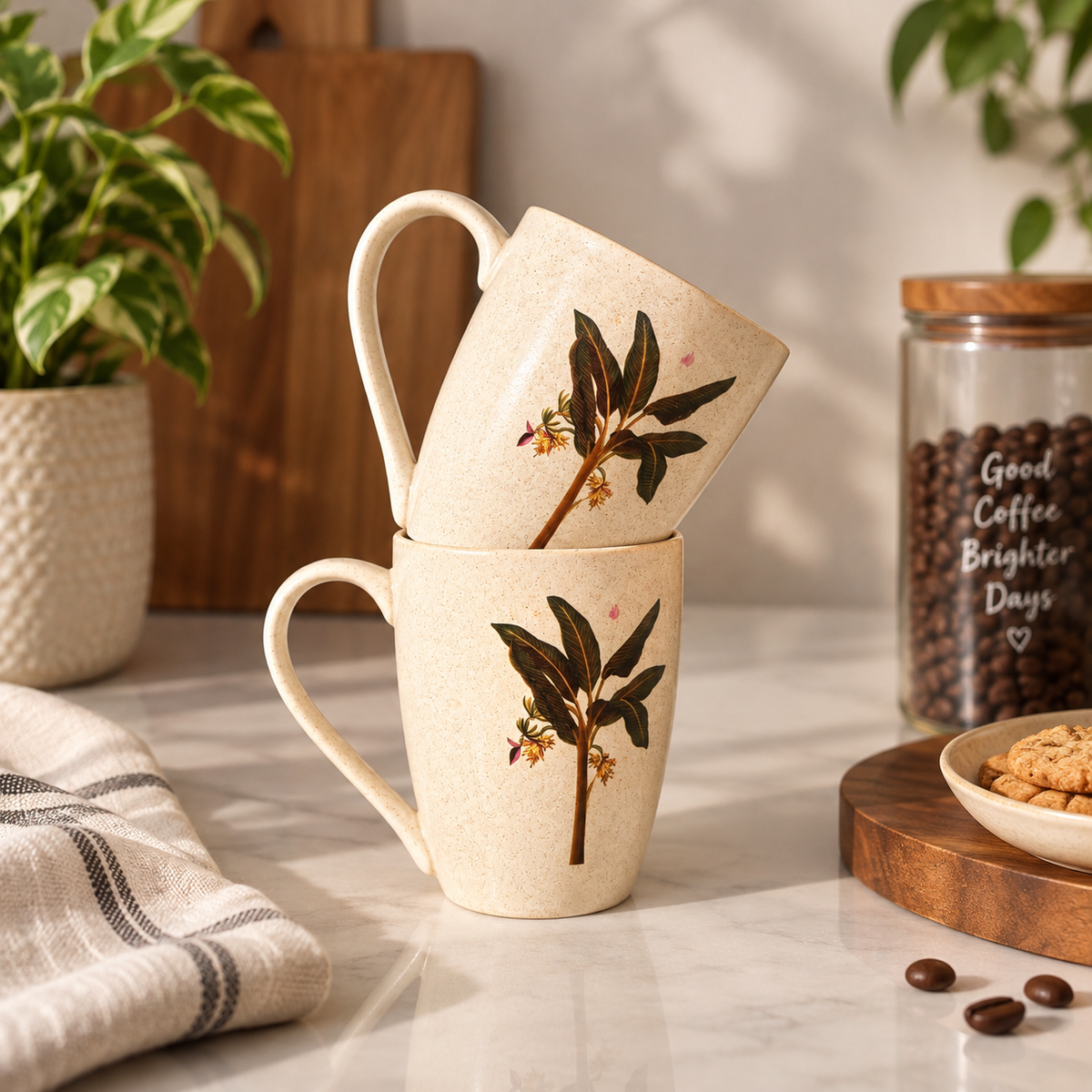 Palm Leaf Beige Coffee Mug