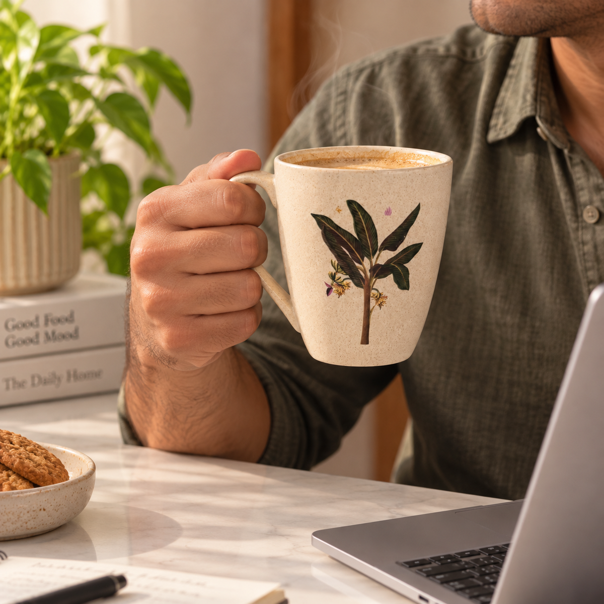 Palm Leaf Beige Coffee Mug