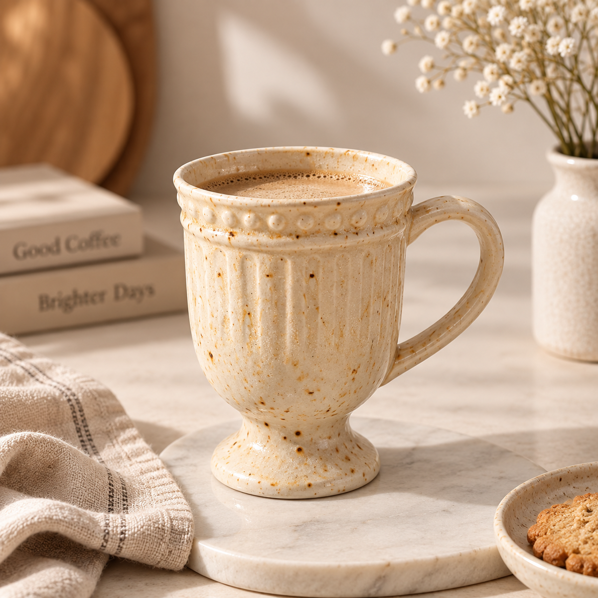 Ivory Speckled Trophy Mugs set of 2