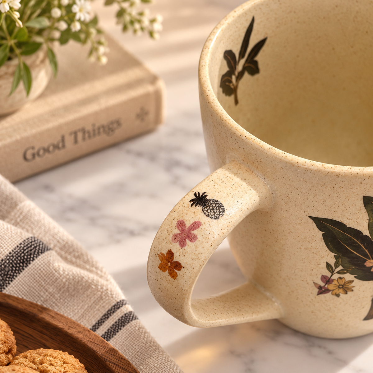 Palm Leaf Beige Coffee Mug