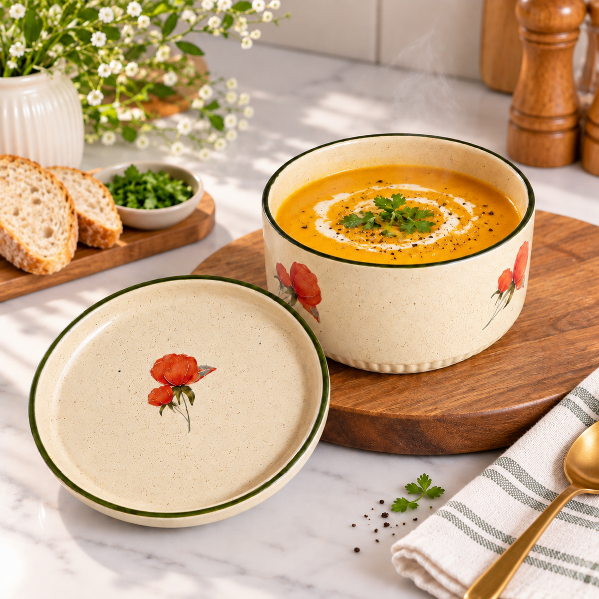 Bonjour Soup Cereal Bowl Set of 2 with lid