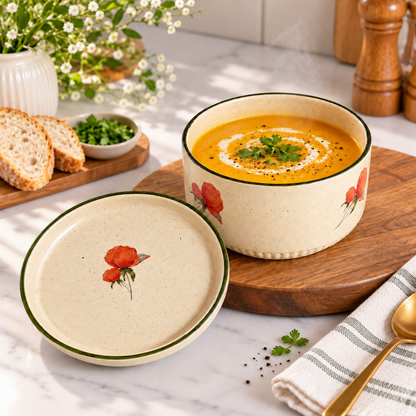 Bonjour Soup Cereal Bowl Set of 2 with lid
