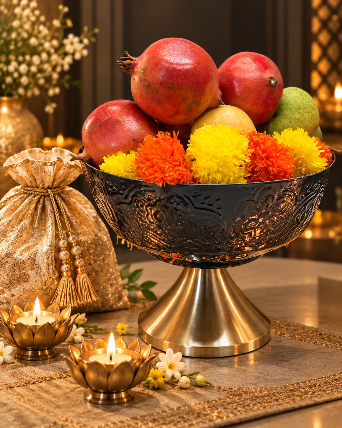 Casa Embossed Fruit Pedestal Stand
