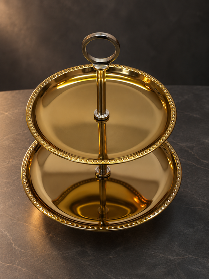 Golden Bloom Two Tier Serving Stand/