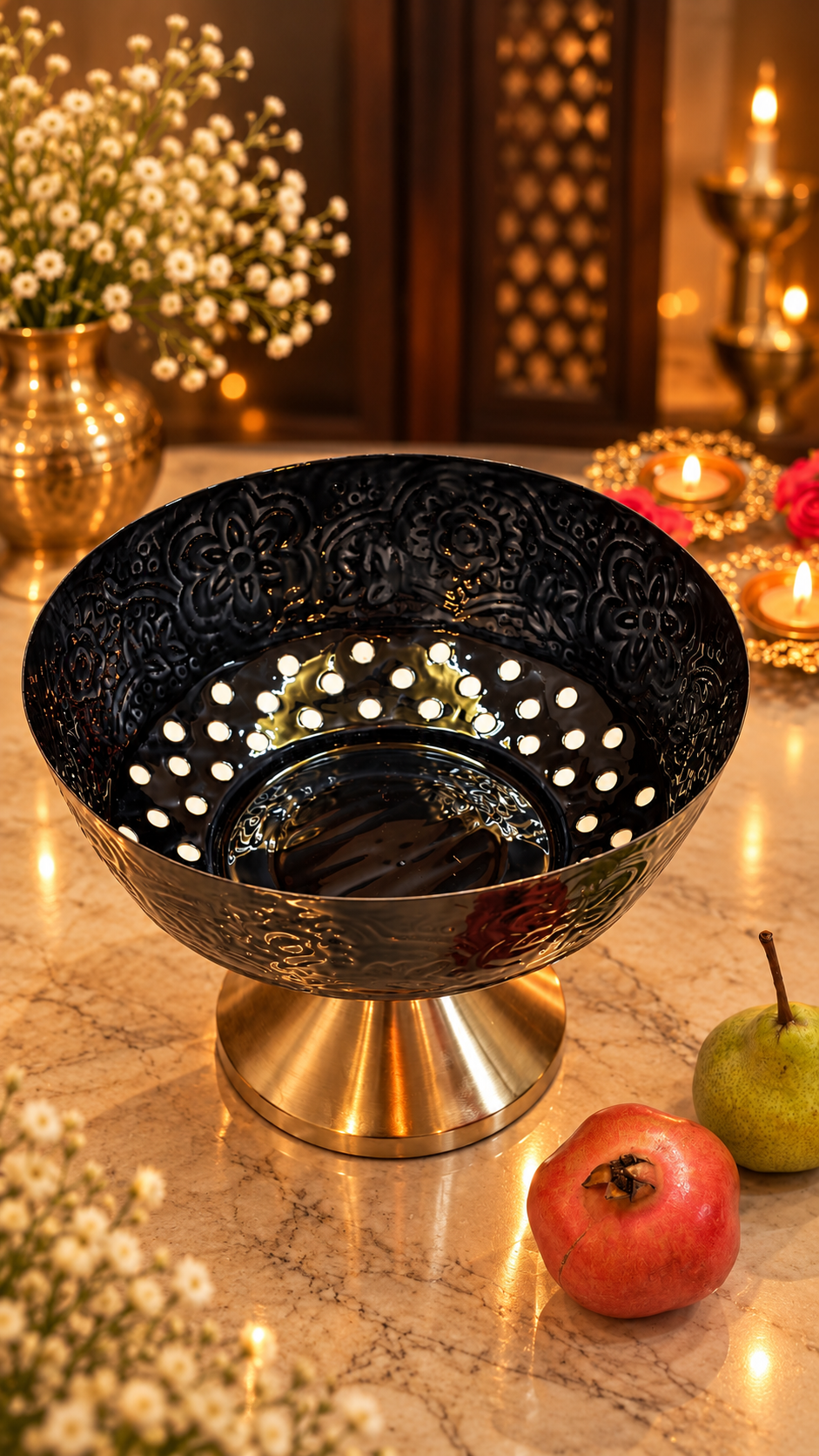 Casa Embossed Fruit Pedestal Stand