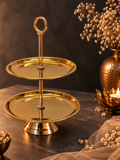 Golden Bloom Two Tier Serving Stand/