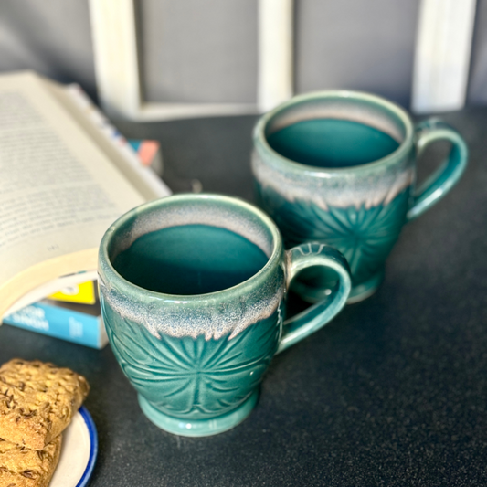 Ocean Bloom Green Ceramic Mug