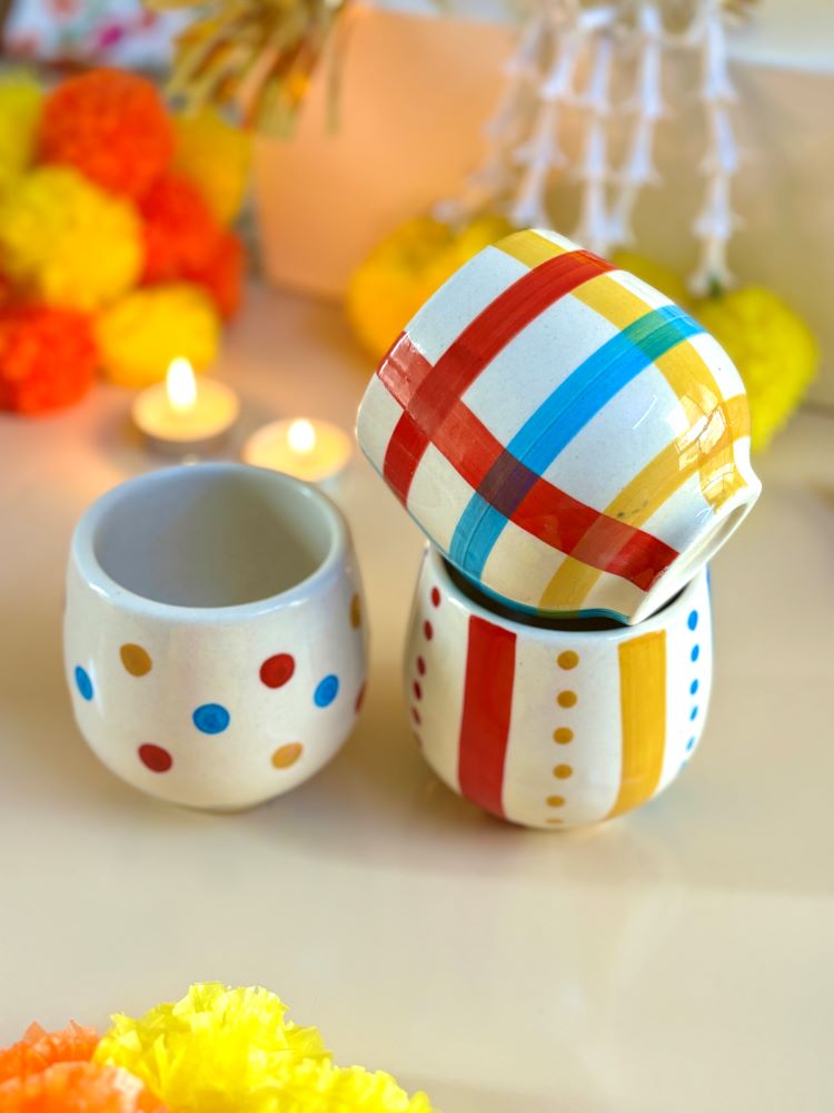 Bella Glow Handprinted Ceramic Coffee-Tea Tumbler (Kullhad)