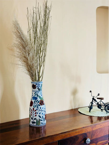 Mughal Floral Ceramic Long Vase