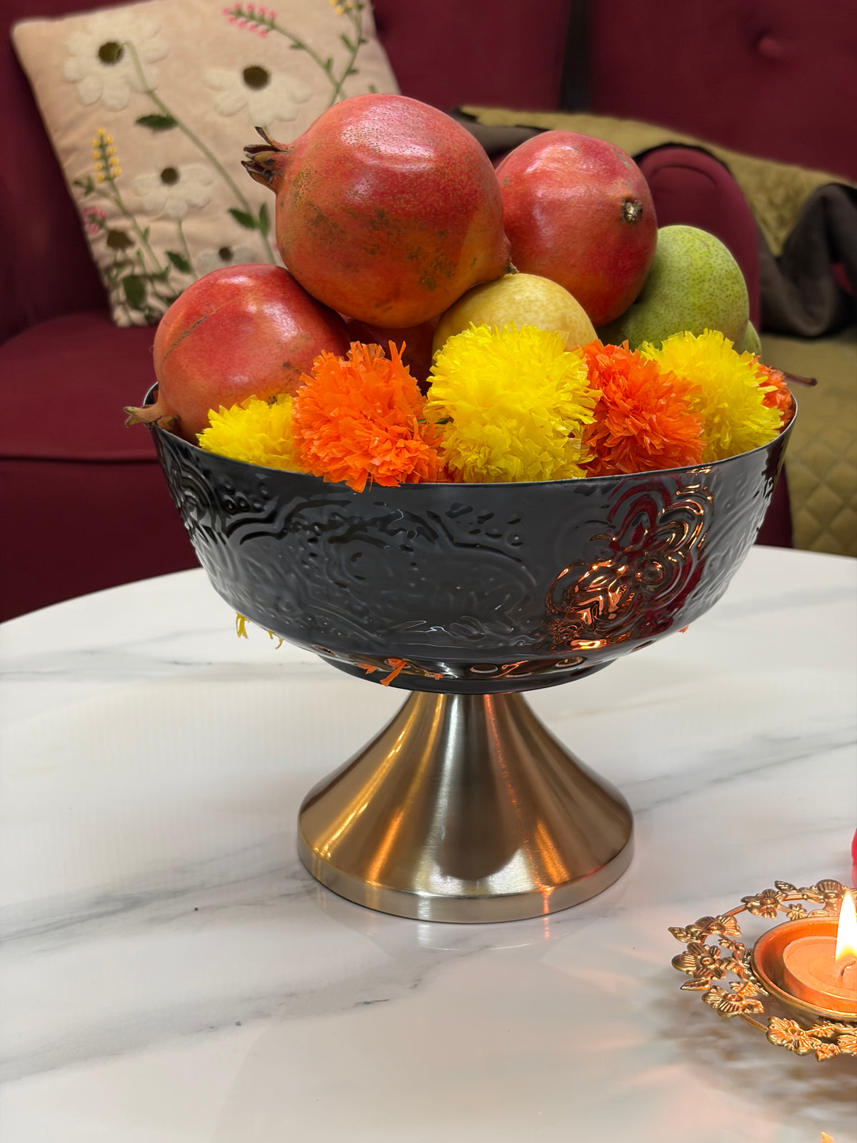 Casa Embossed Fruit Pedestal Stand