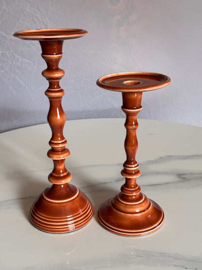 Earthy Brown Premium Cast Iron Candle Stand 2 pc Set of 1