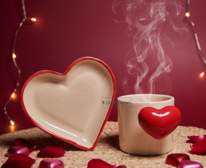 Love Brew Tea & Coffee Cup with Saucer – Couple Valentine Special