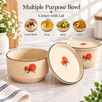 Bonjour Soup Cereal Bowl Set of 2 with lid