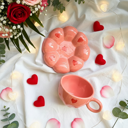 Pink Sunflower Ceramic Cup and Saucer – Valentine’s Day Gift