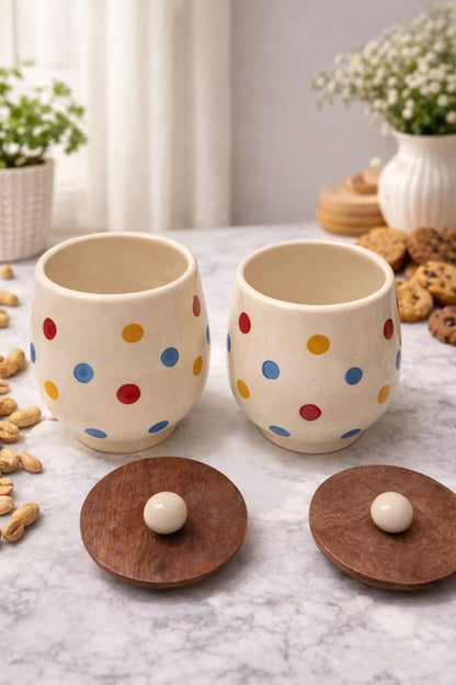 Polka Airtight Jar Set of 2