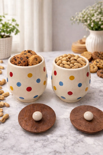 Polka Airtight Jar Set of 2