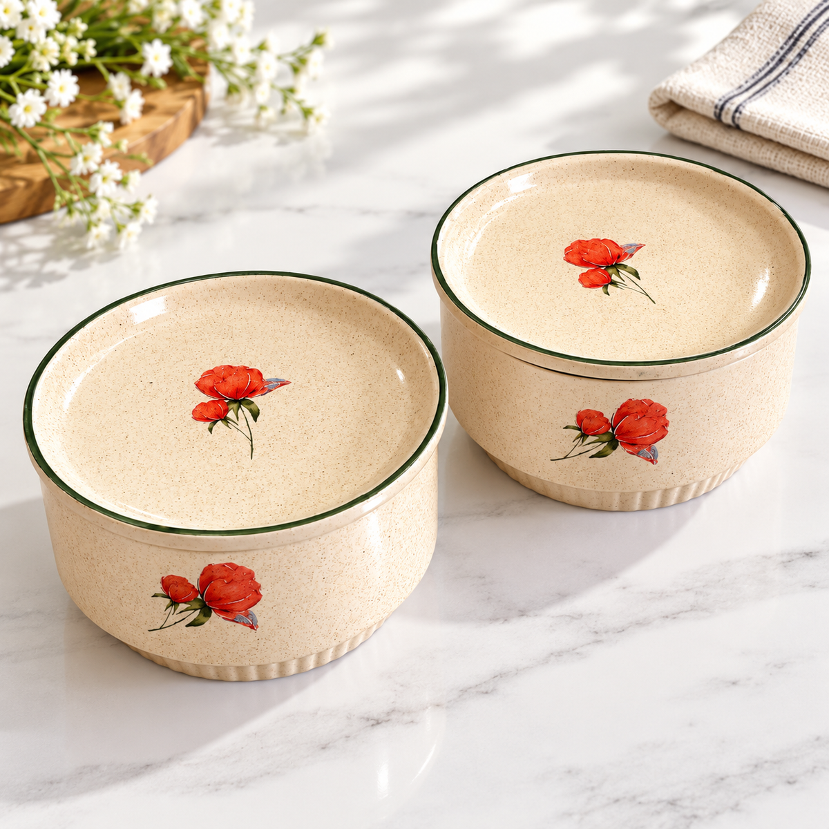 Bonjour Soup Cereal Bowl Set of 2 with lid
