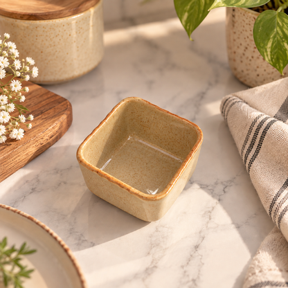 Olive Green Mug with ceramic dip and wooden platter