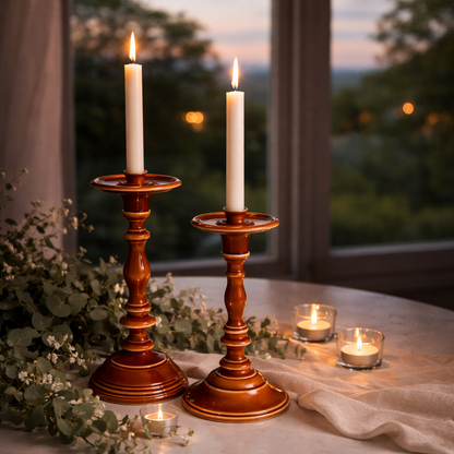 Earthy Brown Premium Cast Iron Candle Stand 2 pc Set of 1