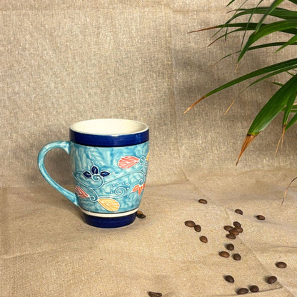 Sandra Blue Cone Handpainted Mug Set of 2 | Ceramic Coffee Mug Set