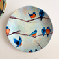Hand-Painted Sparrow Bird Wall Plate | Decorative Plate