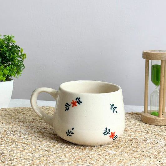 White Motif Coffee Mug - Ceramic