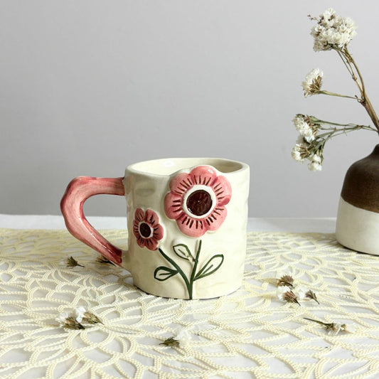 Pink Flora Ceramic Tea Cup