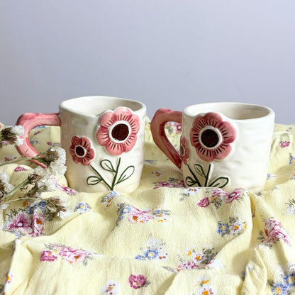 Stylish Pink Flora Ceramic Tea Cup