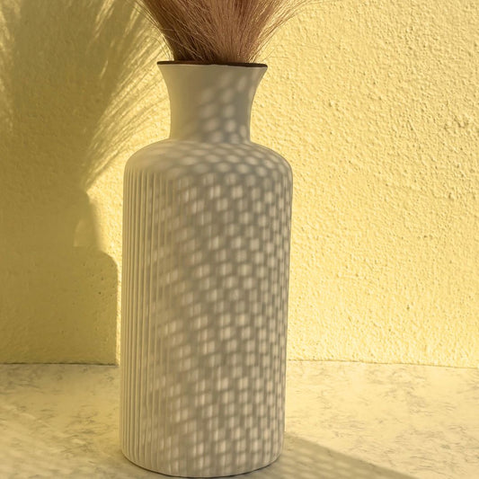 Pisa White Long Ceramic Vase