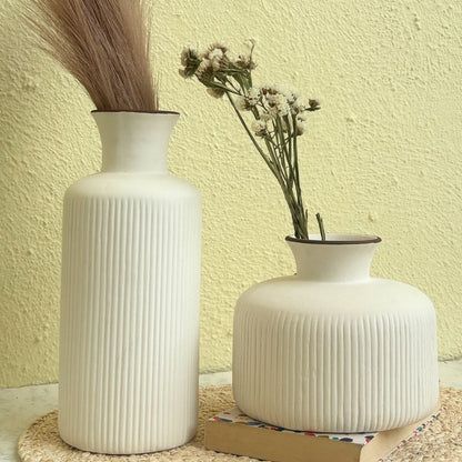 Rocia Round Ceramic Vase | White Flower Vase