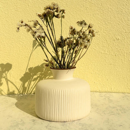 Rocia Round Ceramic Vase | White Flower Vase