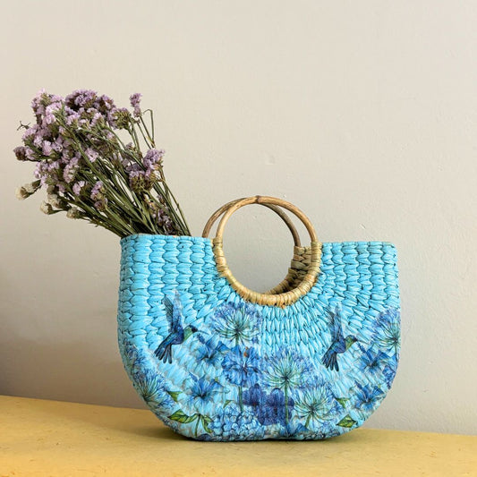 Blue Weaver Kauna Bag - Nagaland Natural Grass
