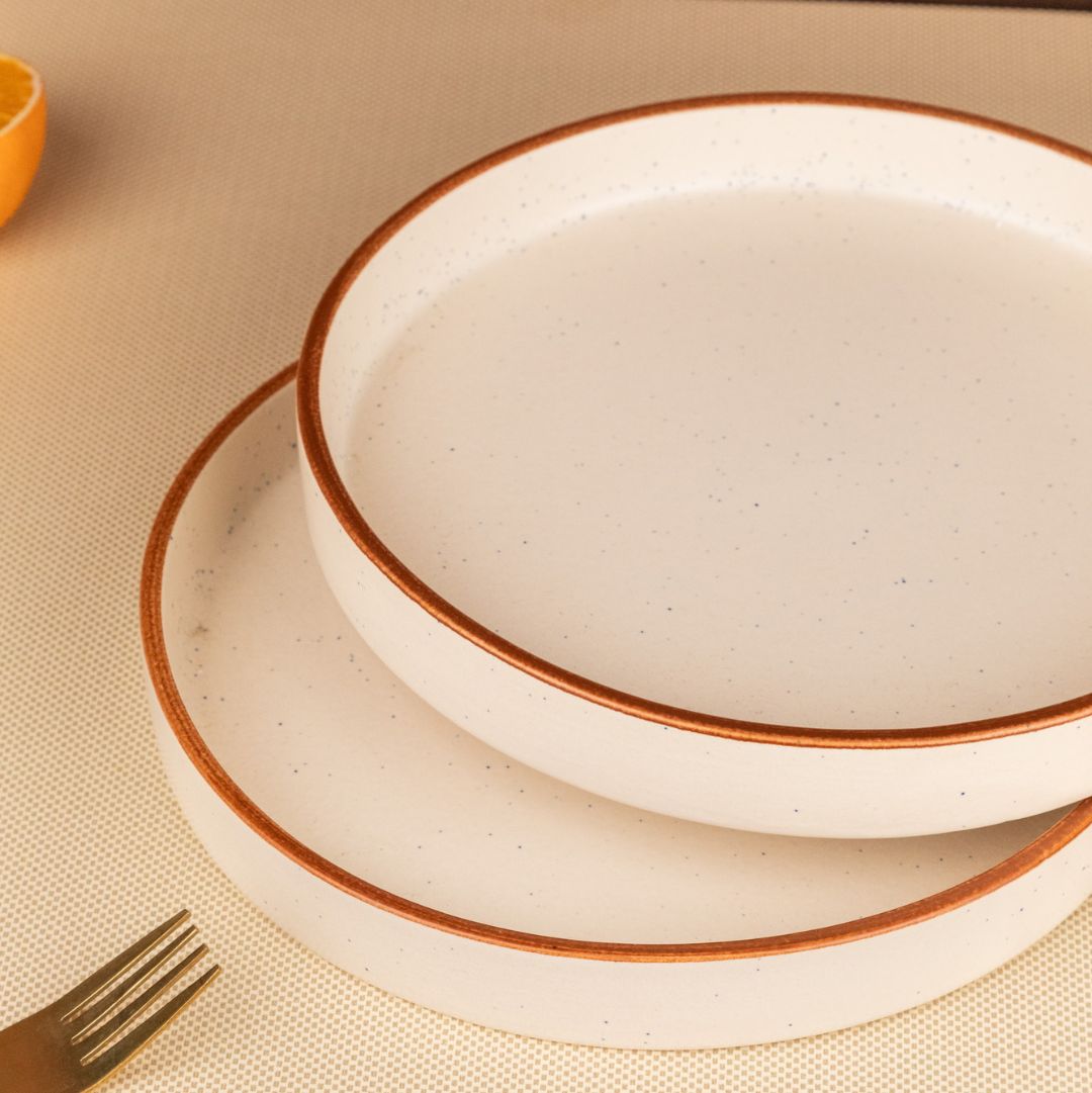 Serenity Rim White Platter - Set of 1
