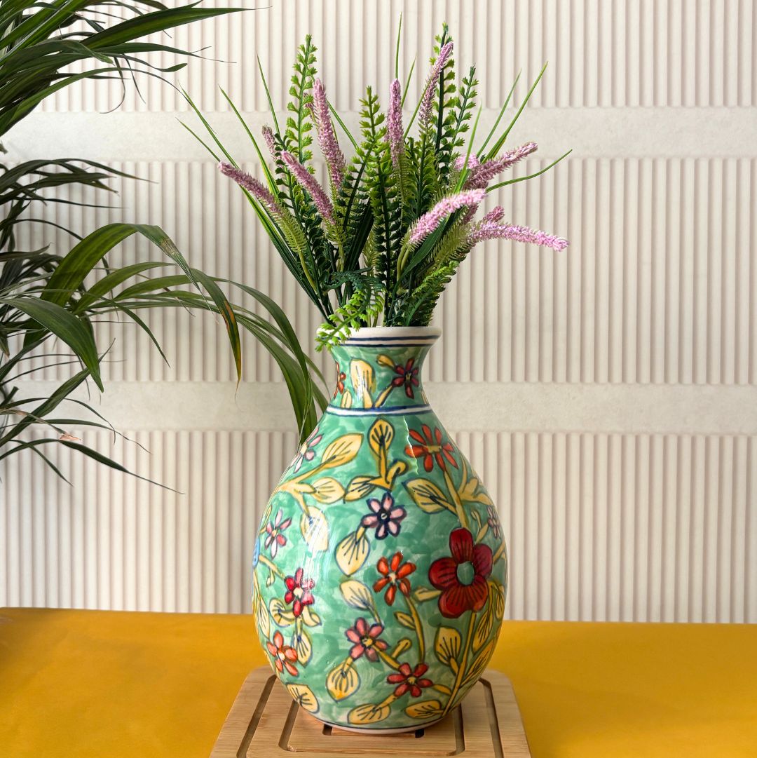 Mughal Era Green Handpainted  Vase