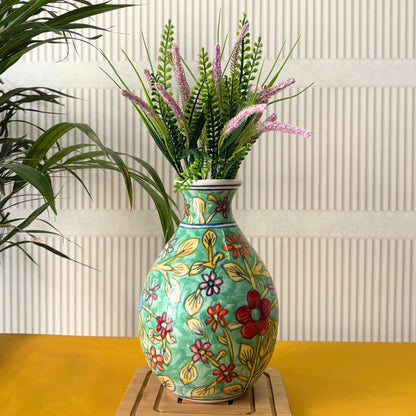 Mughal Era Green Handpainted  Vase