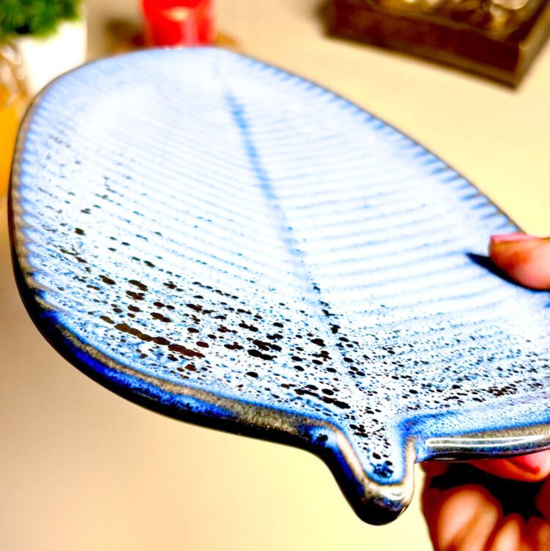 Handcrafted Sombre Blue Serving Platter – Artisan Ceramic Platter