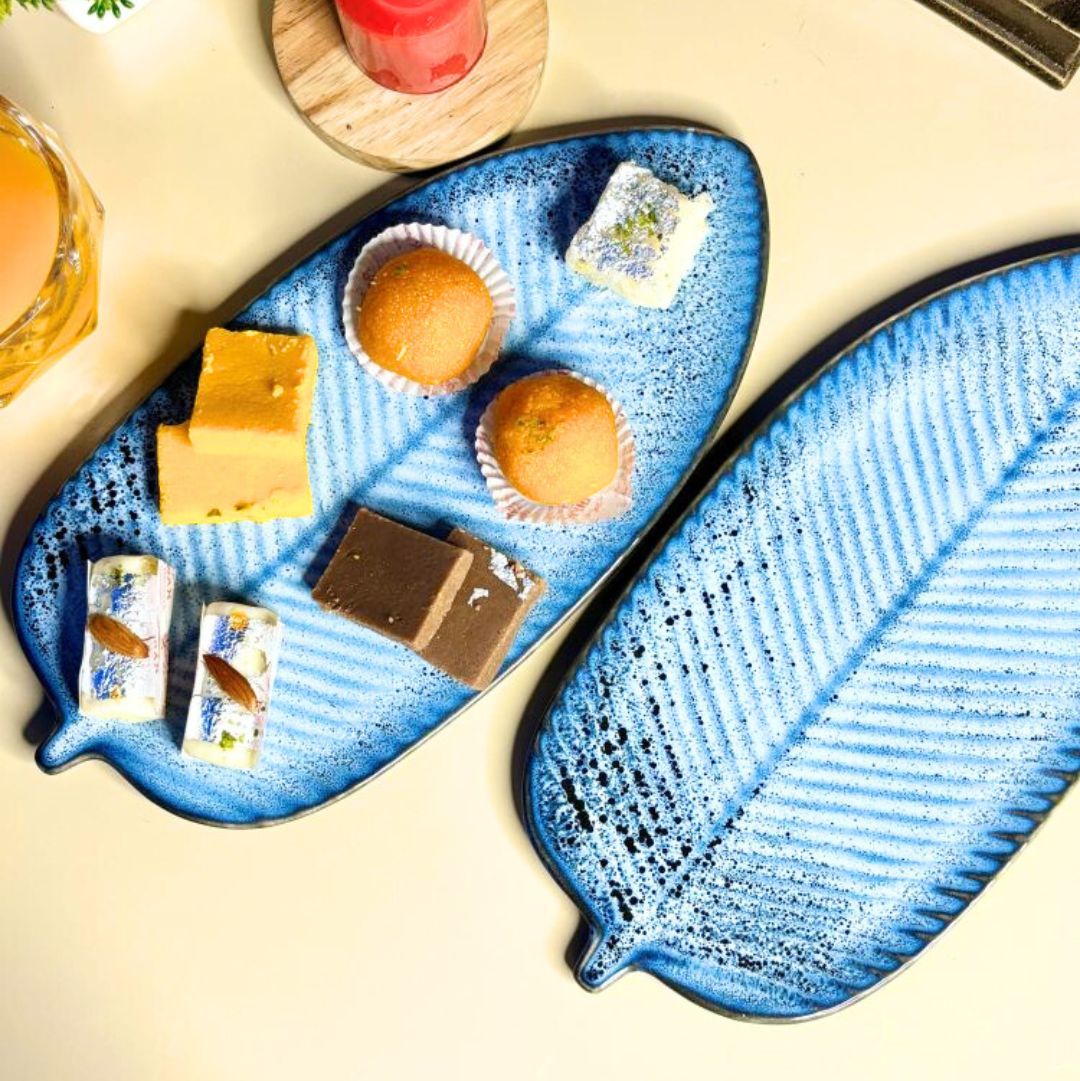 Handcrafted Sombre Blue Serving Platter – Artisan Ceramic Platter