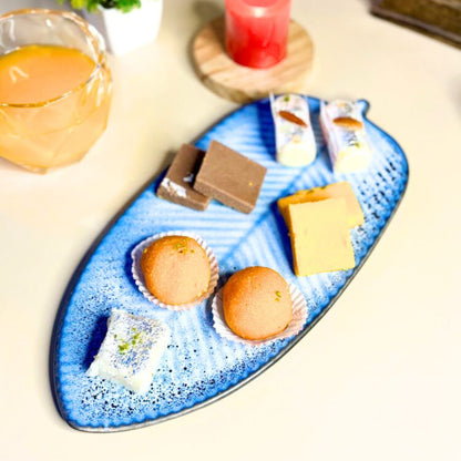 Handcrafted Sombre Blue Serving Platter – Artisan Ceramic Platter