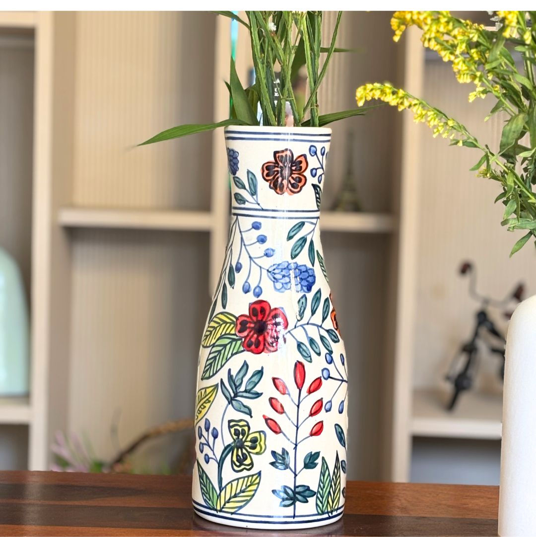 Mughal Floral Ceramic Long Vase