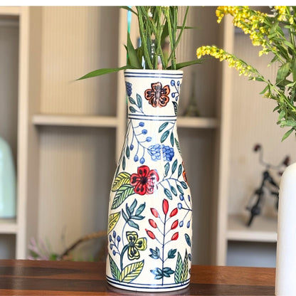 Mughal Floral Ceramic Long Vase