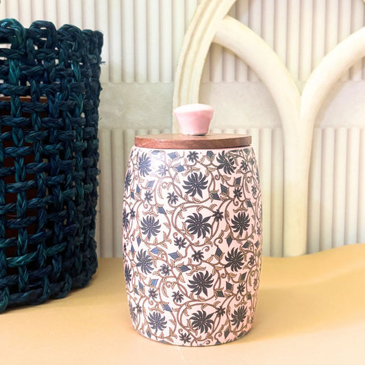 Pink Floral Ceramic Jar