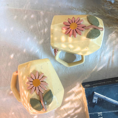 Lemony Floral Ceramic Coffee Mug
